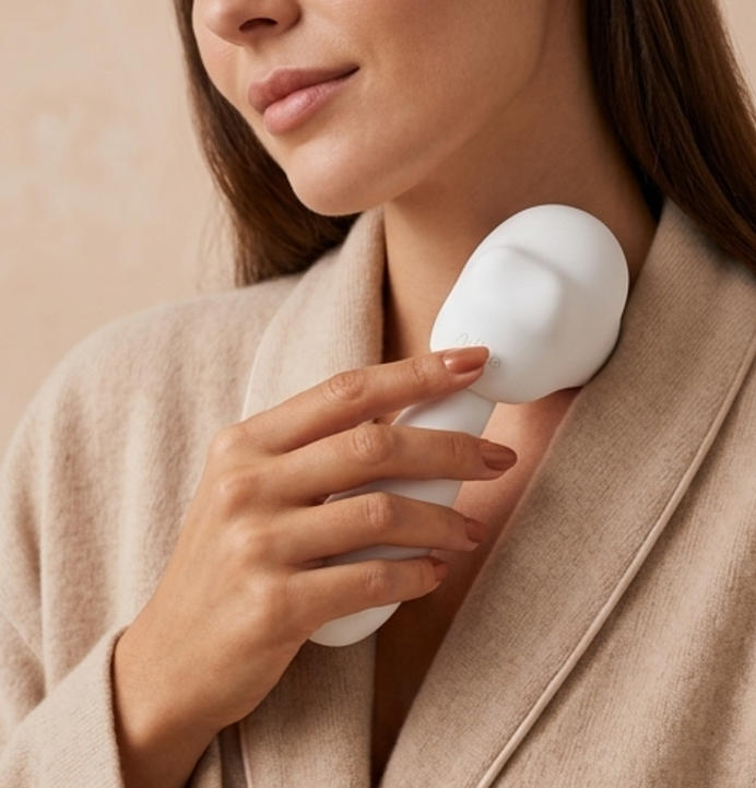 Zoolock Wearable Cloud Silicone Relax Massager with suction and vibration features, shown on a user’s arm in the image.